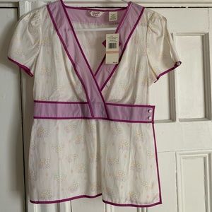 Penguin, Chinese inspired cap sleeve silk shirt